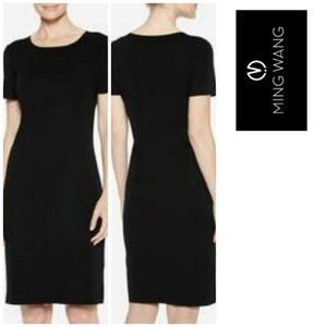 Ming Wang Black Short Sleeve Knit Sheath Dress S